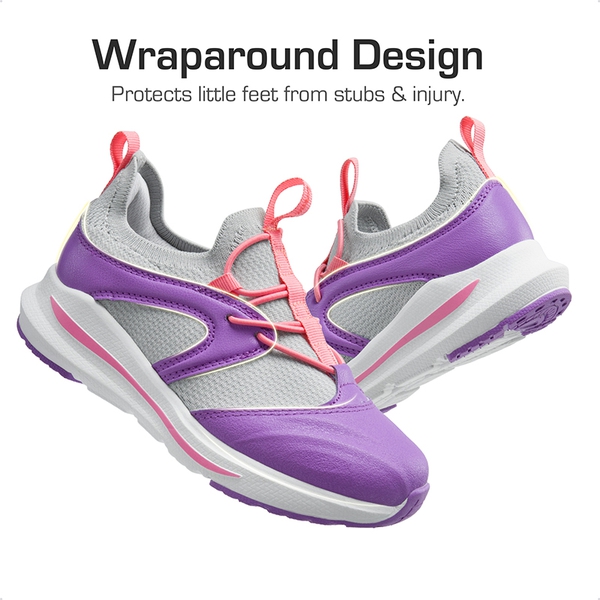 [DuraPlay Sheild Runner] Kids Lightweight Slip on Sneakers - PURPLE/PINK/LIGHT GREY - 2